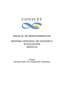 MANUAL DE PROCEDIMIENTOS SISTEMA INTEGRAL DE GESTIÓN Y EVALUACIÓN (SIGEVA)  Usuario