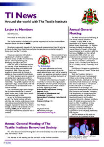 TI News  Around the world with The Textile Institute Letter to Members  Annual General