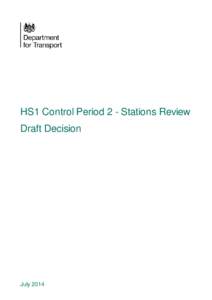 HS1 Control Period 2: Stations Review: draft decision