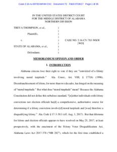Case 2:16-cvWKW-CSC Document 72 FiledPage 1 of 35  IN THE UNITED STATES DISTRICT COURT FOR THE MIDDLE DISTRICT OF ALABAMA NORTHERN DIVISION TREVA THOMPSON, et al.,