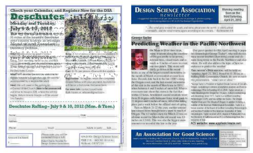 DeSiGn Science ASSociAtion  Check your Calendar, and Register Now for the DSA newsletter