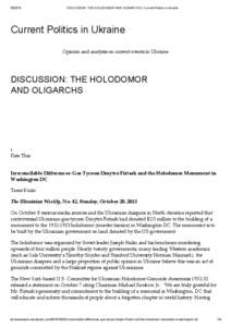 [removed]DISCUSSION: THE HOLODOMOR AND OLIGARCHS | Current Politics in Ukraine Current Politics in Ukraine Opinion and analysis on current events in Ukraine