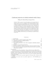 Surveys in Diﬀerential Geometry IX, International Press Conformal properties in classical minimal surface theory William H. Meeks III and Joaqu´ın P´erez Abstract. This is a survey of recent developments in the clas