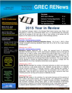 February 2016 Volume 12 Issue L 2 GRECRENews RENews