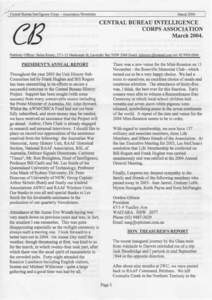 Central Bureau Intelligence Corps - Association Newsletter  March 2004 CENTRAL BUREAU INTELLIGENCE CORPS ASSOCIATION