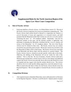 Supplemental Rules for the North American Region-Manfred Lachs Moot Court Competition