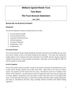 Midwest Special Needs Trust Fact Sheet The Trust Account Statement June, 2011  NAVIGATING THE ACCOUNT STATEMENT