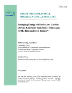 LBNL-6106E  ERNEST ORLANDO LAWRENCE BERKELEY NATIONAL LABORATORY Emerging Energy-efficiency and Carbon Dioxide Emissions-reduction Technologies