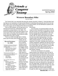 Friends of Congaree Swamp Newsletter  www.friendsofcongaree.org Spring 2002 Western Boundary Hike
