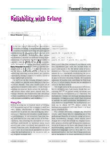 Toward Integration  Reliability with Erlang Steve Vinoski • Verivue  I