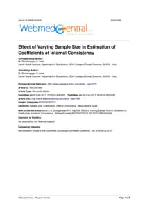 Article ID: WMC001649Effect of Varying Sample Size in Estimation of Coefficients of Internal Consistency