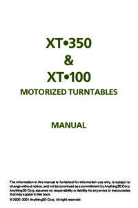 XT•350 & XT•100 MOTORIZED TURNTABLES  MANUAL