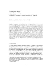 Naming the Stages Achille C. Varzi Department of Philosophy, Columbia University, New York, USA [Final version published in Dialectica 57:[removed]), 387–412]