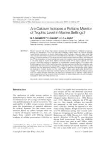 International Journal of Osteoarchaeology Int. J. Osteoarchaeol. 13: 29–Published online in Wiley InterScience (www.interscience.wiley.com). DOI: oa.657 Are Calcium Isotopes a Reliable Monitor of Trop