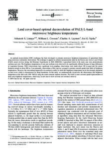 Remote Sensing of Environment[removed] – 506 www.elsevier.com/locate/rse Land cover-based optimal deconvolution of PALS L-band microwave brightness temperatures Ashutosh S. Limaye a,*, William L. Crosson a, Charle