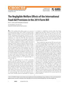 The magazine of food, farm, and resource issues 3rd Quarter 2014 • 29(3) A publication of the Agricultural & Applied Economics Association