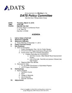 DATS Announcement of a Meeting for the DATS Policy Committee Danville Area Transportation Study