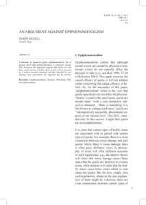 EuJAP | Vol. 9 | No. 2 | 2013 UDK[removed]165  AN ARGUMENT AGAINST EPIPHENOMENALISM