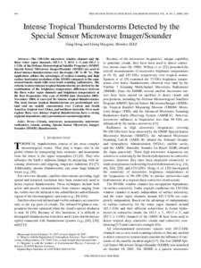 996  IEEE TRANSACTIONS ON GEOSCIENCE AND REMOTE SENSING, VOL. 46, NO. 4, APRIL 2008 Intense Tropical Thunderstorms Detected by the Special Sensor Microwave Imager/Sounder