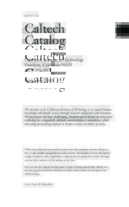 Caltech Catalog California Institute of Technology Pasadena, California 91125