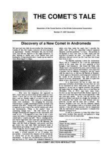 THE COMET’S TALE Newsletter of the Comet Section of the British Astronomical Association Number 27, 2007 December