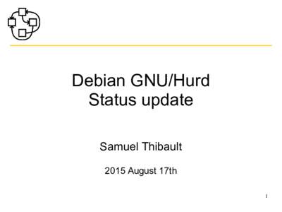 Debian GNU/Hurd Status update Samuel Thibault 2015 August 17th 1