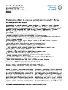 Atmos. Chem. Phys., 15, 55–78, 2015 www.atmos-chem-phys.netdoi:acp © Author(sCC Attribution 3.0 License.  On the composition of ammonia–sulfuric-acid ion clusters during