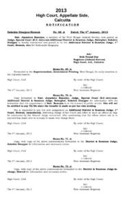 2013 High Court, Appellate Side, Calcutta NOTIFICATION Dakshin Dinajpur-Howrah