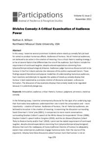 .  Volume 8, Issue 2 NovemberDivisive Comedy: A Critical Examination of Audience
