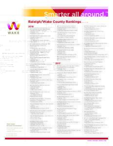 Smarter all around.™ Raleigh/Wake County Rankings 2018 ~