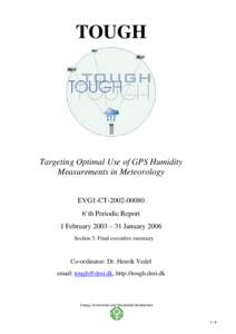 TOUGH  Targeting Optimal Use of GPS Humidity Measurements in Meteorology EVG1-CT’th Periodic Report