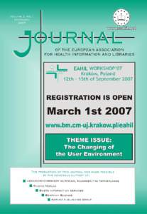 Journal of the European Association for Health Information and Libraries ISSNVol. 3 No 1 January 2006