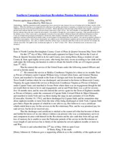 Southern Campaign American Revolution Pension Statements & Rosters Pension application of Henry King S8792 Transcribed by Will Graves f52VA[removed]