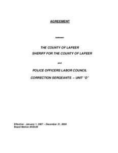 AGREEMENT  between THE COUNTY OF LAPEER SHERIFF FOR THE COUNTY OF LAPEER