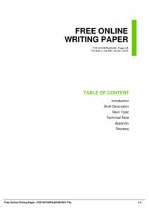 FREE ONLINE WRITING PAPER PDF-6FOWP6JOOM | Page: 28 File Size 1,136 KB | 25 Jan, 2016  TABLE OF CONTENT