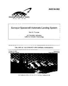 AAS[removed]Surveyor Spacecraft Automatic Landing System