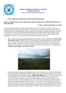 NORTH EASTERN GEOLOGICAL SOCIETY Newsletter June 2014 http://www.northeast-geolsoc.50megs.com 1. NEGS SPRING/SUMMER FIELD MEETING PROGRAMME Report of the Field trip to the Cleveland Basin: sediments found in areas within