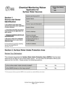 Chemical Monitoring Waiver Application for Surface Water Sources Waiver Due Date(s) ___VOC