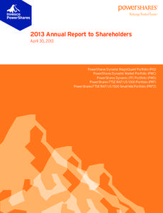 2013 Annual Report to Shareholders April 30, 2013 PowerShares Dynamic MagniQuant Portfolio (PIQ) PowerShares Dynamic Market Portfolio (PWC) PowerShares Dynamic OTC Portfolio (PWO)