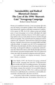 JCR 28 (March–130  Sustainability and Radical Rhetorical Closure: The Case of the 1996 “Heaven’s Gate” Newsgroup Campaign