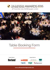 18th November 2015, Old Billingsgate, London  Table Booking Form Headline Sponsor