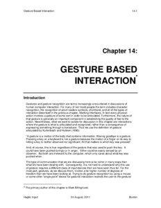 Gesture Based InteractionChapter 14: