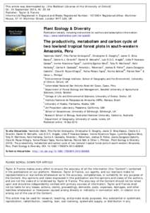 The productivity, metabolism and carbon cycle of two lowland tropical forest plots in south-western Amazonia, Peru