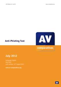 Anti‐Phishing Test – July 2012   www.av‐comparatives.org  Anti-Phishing Test