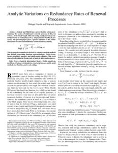 IEEE TRANSACTIONS ON INFORMATION THEORY, VOL. 48, NO. 11, NOVEMBER[removed]Analytic Variations on Redundancy Rates of Renewal Processes