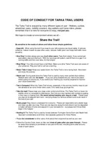 Microsoft Word - CODE OF CONDUCT FOR TARKA TRAIL USERS version 2 sept 2011 …