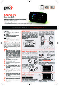 Chorus PV Quick Start Guide Putting you in control of your PV generation and consumption ▪ Shows import and export of energy ▪ Tracks energy use against budget