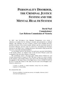 Personality disorder, the criminal justice system and the mental health system