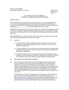 2011 DCF-State County Base Contract Covering Children and Families Programs
