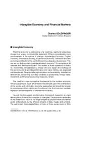Intangible Economy and Financial Markets  Charles GOLDFINGER Global Electronic Finance, Brussels  ■ Intangible Economy